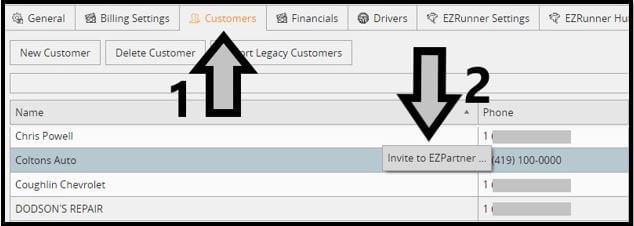 Customer invite